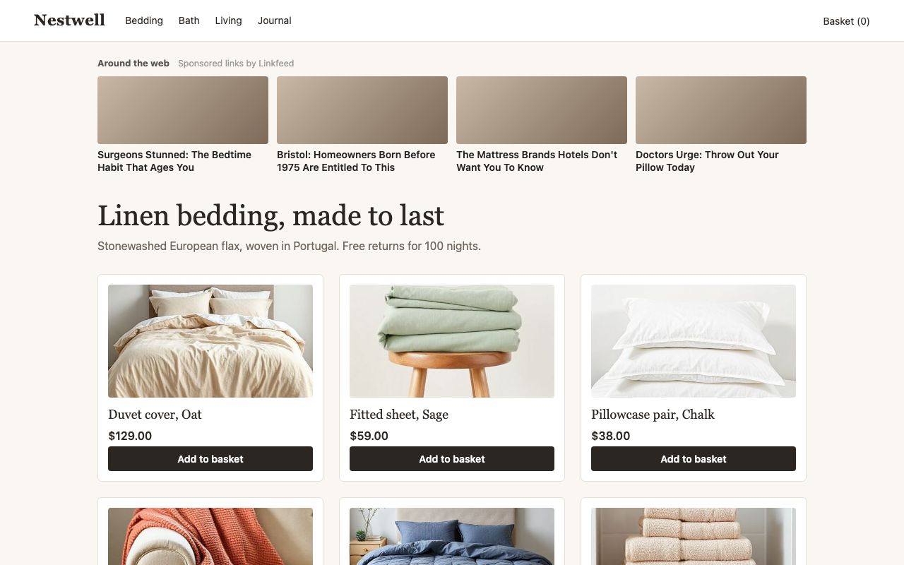 Recommendation widgets: Example page