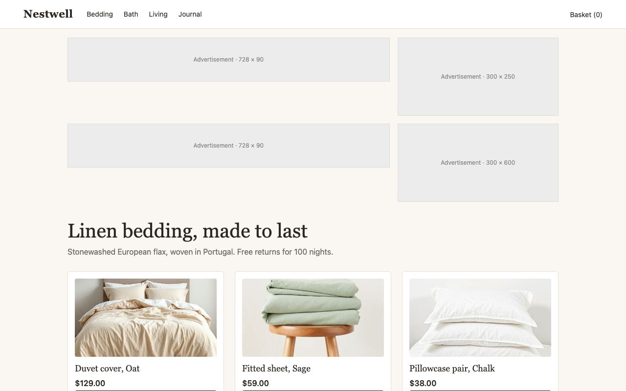 Ad density: Example page