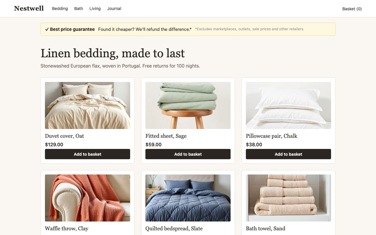 Best-price guarantees: Example page