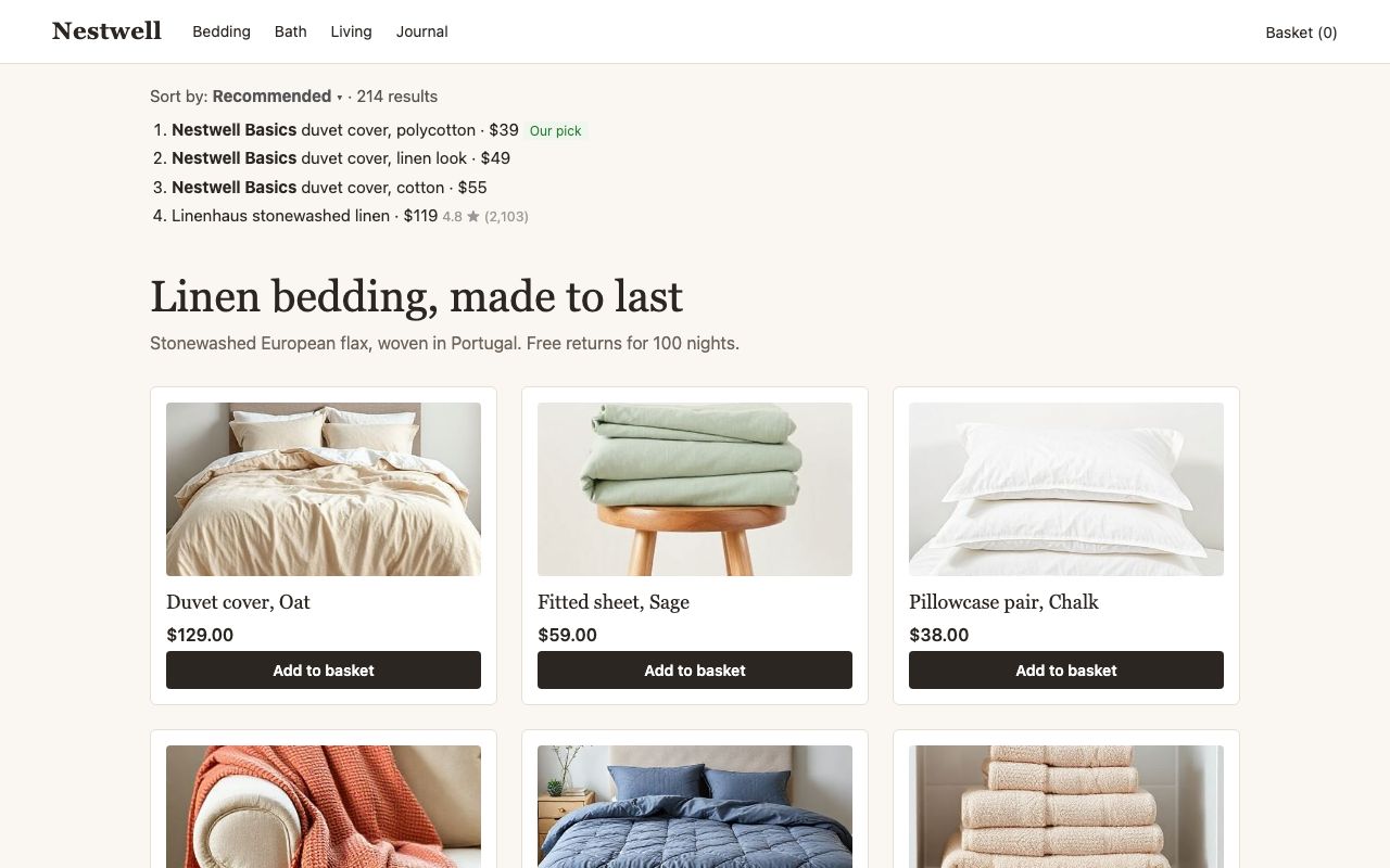 Self-preferencing: Example page