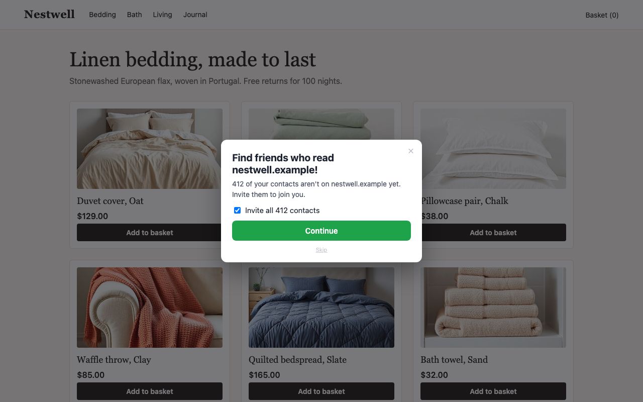 Popups covering content: Invite Graph, from Shitely Engage