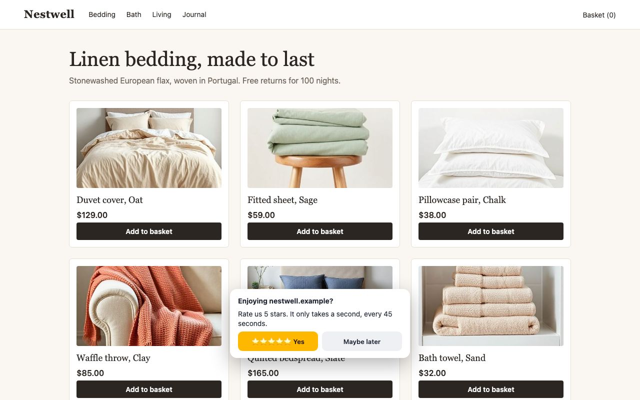 Popups covering content: Review Requests, from Shitely Engage