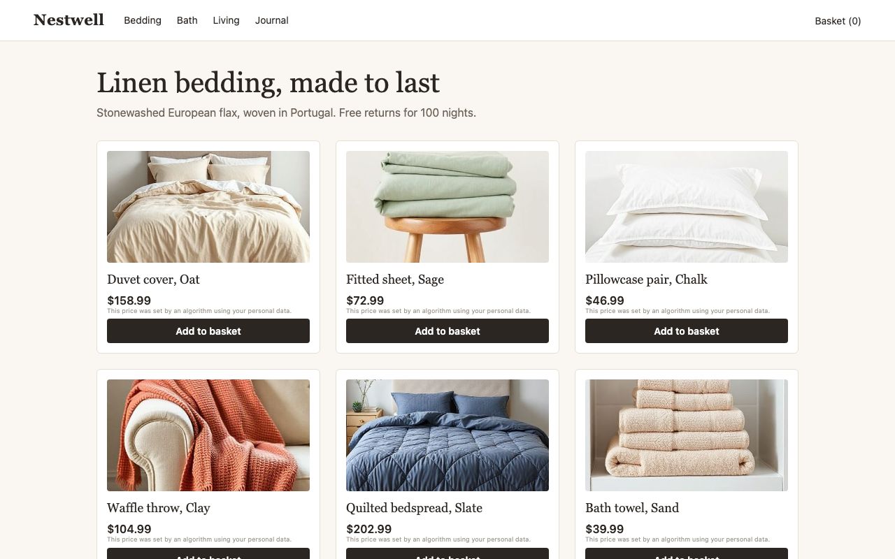 Personal Pricing running on a storefront: personalised pricing.